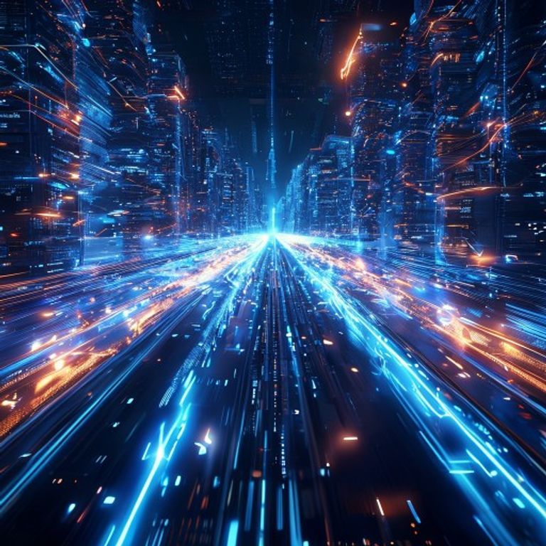 A futuristic digital highway representing high-speed AI cloud deployment bypassing slow legacy servers.